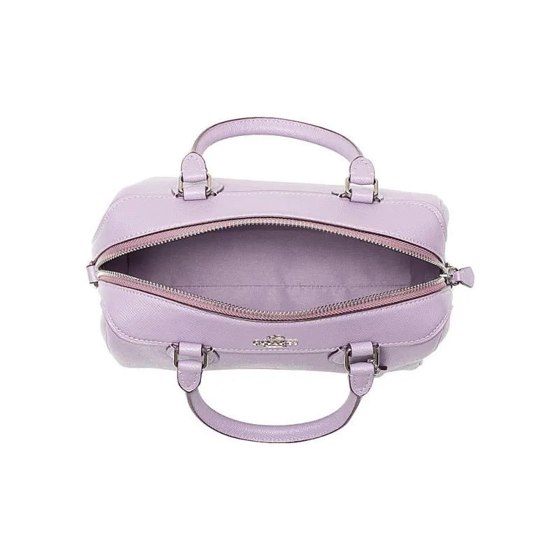 COACH Leather Boston Bag Handbag Shoulder Bag Crossbody Bag Mini Women's Purple-2