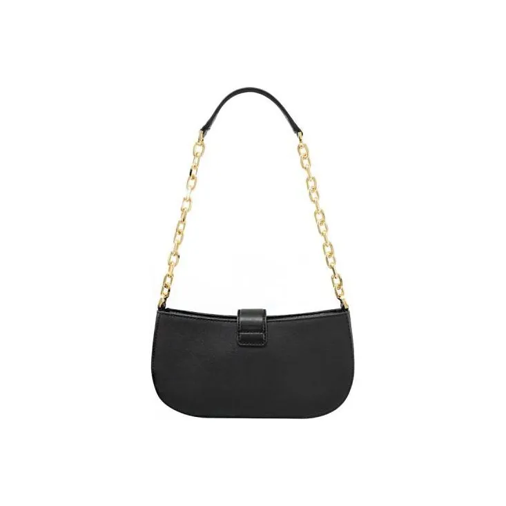 MICHAEL KORS Carmen Artificial Leather Crescent Bag, Shoulder Bag Trumpets Women's Black-3
