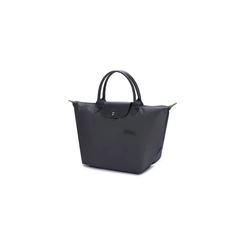 LONGCHAMP Recycled Canvas With Leather Trim Dumpling Bag Handbags Medium Size Women's Graphite Gray-1