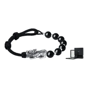 AKAK Jade Bracelets Men Wealth Blessing Chinese Auspicious Animal Rope Bracelet