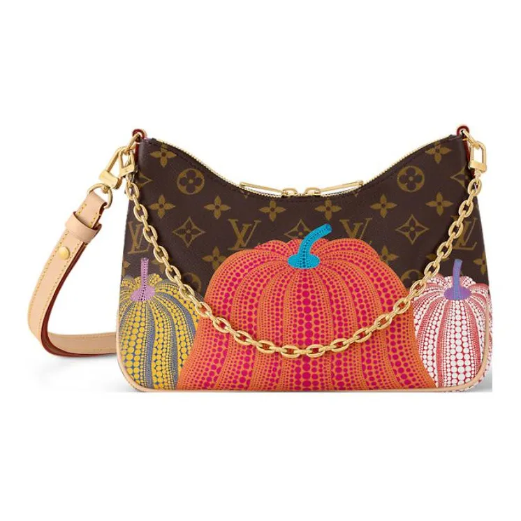 LOUIS VUITTON Yayoi Kusama Collaboration Boulogne Coated Canvas Handbag, Shoulder Bag Regular Women's Brown-0