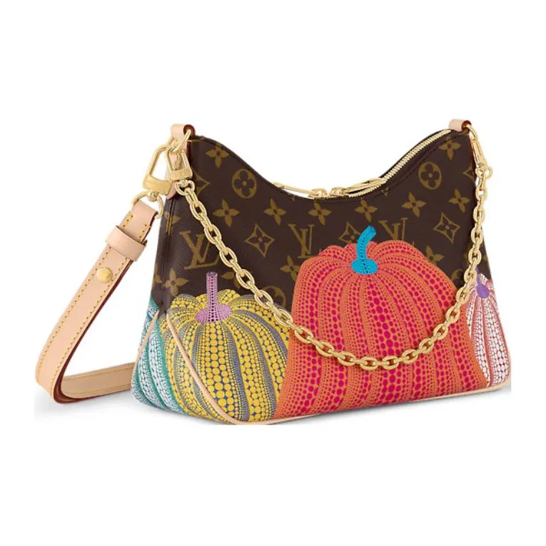 LOUIS VUITTON Yayoi Kusama Collaboration Boulogne Coated Canvas Handbag, Shoulder Bag Regular Women's Brown-1