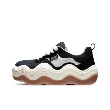 Heyday Triple Wavy Black Low Top Platform Puffy Shoes Height Increasing 6cm Unisex Black White