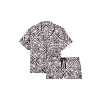 Victoria's Secret Satin Short Pajama Set Pajama Set Women's Black And White Print
