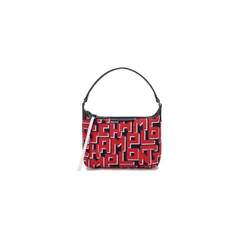 LONGCHAMP Canvas Handbag Large Size Women's Marine Blue/Red