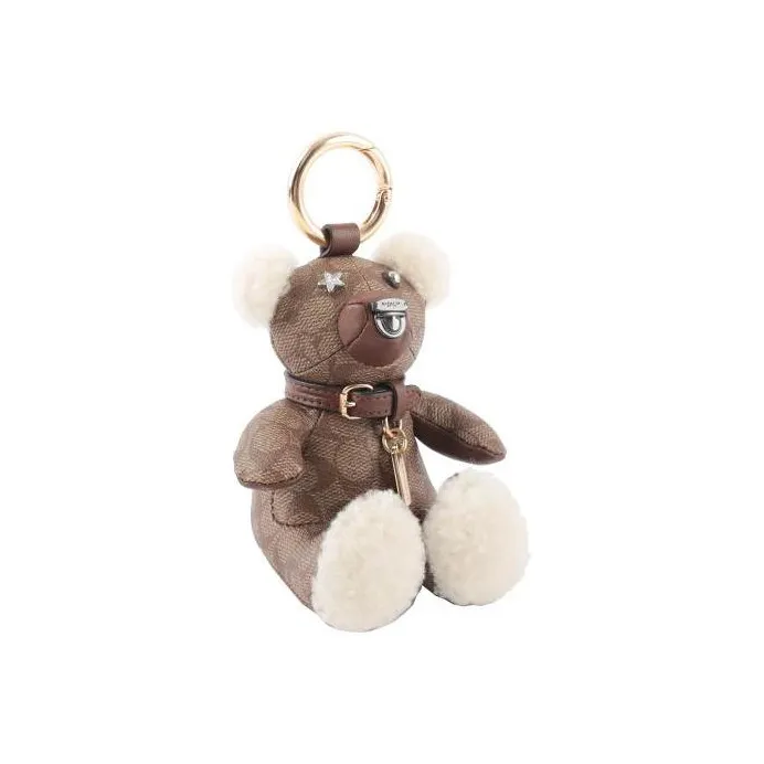 COACH Leather Plush Bear Charm Bag Merchandise Unisex Brown-2