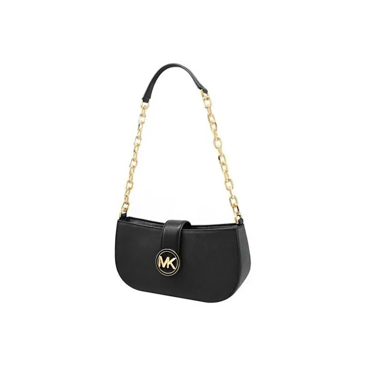 MICHAEL KORS Carmen Artificial Leather Crescent Bag, Shoulder Bag Trumpets Women's Black-2
