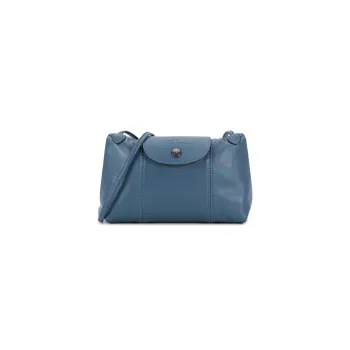 LONGCHAMP Le Pliage Cuir Sheepskin Shoulder Bag Crossbody Bag Mini Women's Pilot Blue