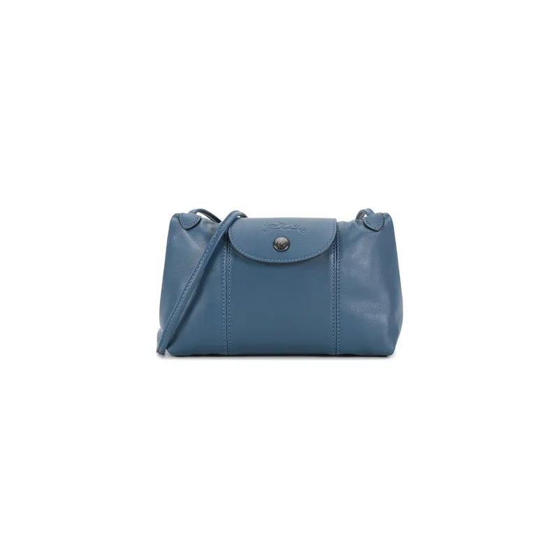 LONGCHAMP Le Pliage Cuir Sheepskin Shoulder Bag Crossbody Bag Mini Women's Pilot Blue-0