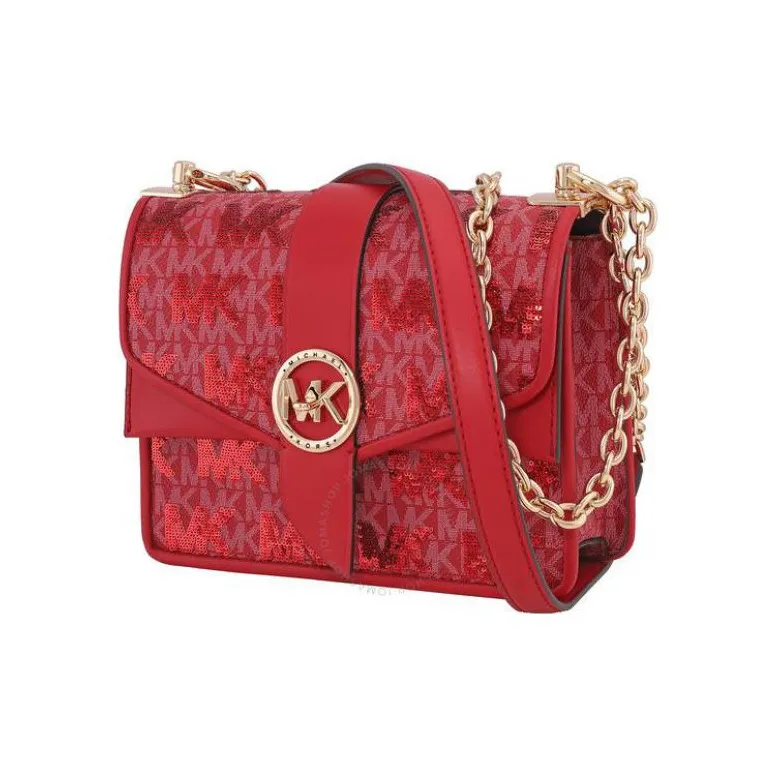 MICHAEL KORS Artificial Leather Envelope Bag Shoulder Bag Crossbody Bag Small Size Women's True Red-1