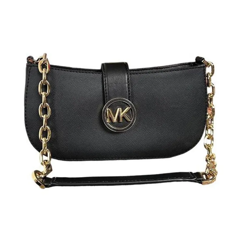 MICHAEL KORS Carmen Artificial Leather Crescent Bag, Shoulder Bag Trumpets Women's Black-1