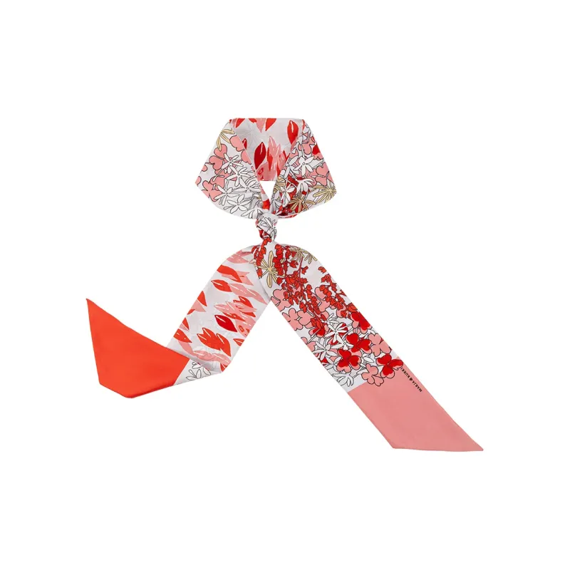 MARJAKURKI Long Scarf With Floral Design Silk Scarf Greeting Card Women's-1