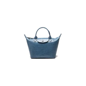 LONGCHAMP Le Pliage Cuir Cow Leather Dumpling Bag Handbag Shoulder Bag Women's Slate Blue