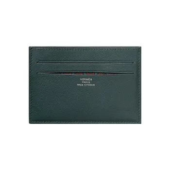 HERMES Swift Calfskin Card Holder Men's Lululemon Green/Dark Blue/Bosporus Green