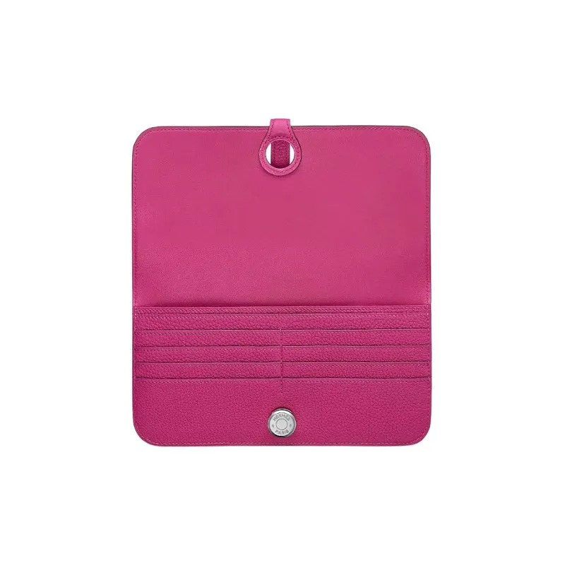 HERMES Dogon Togo Calfskin Wallet Women's L3 Rose Pourpre Purple Rose-1