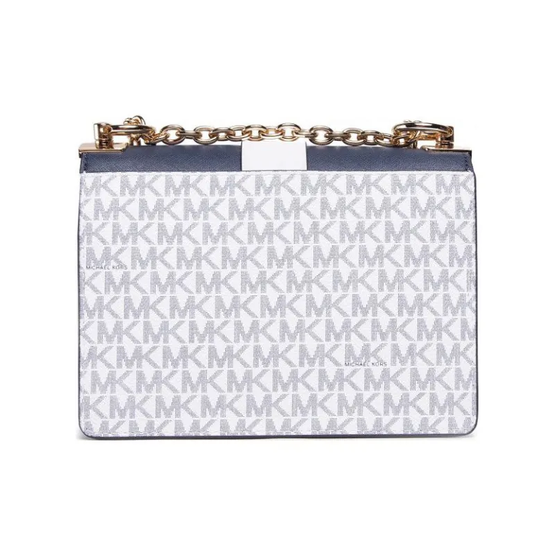 MICHAEL KORS Greenwich Cow Leather Envelope Bag, Shoulder Bag, Crossbody Bag Trumpets Women's White & Marine Blue-2