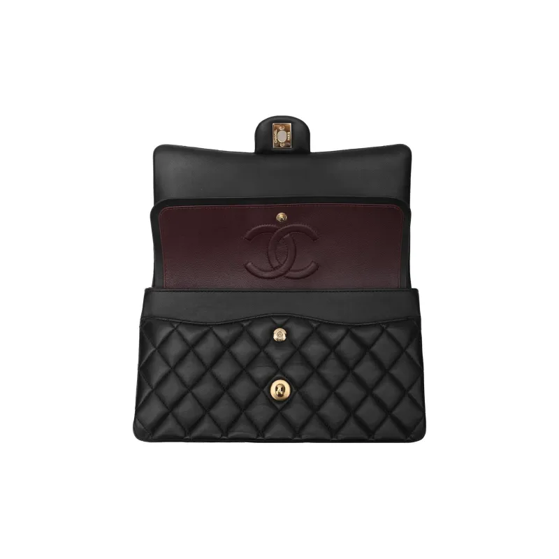 CHANEL Classic Flap CF Sheepskin Flap Bag, Crossbody Bag, Shoulder Bag Medium Size Women's Black-1