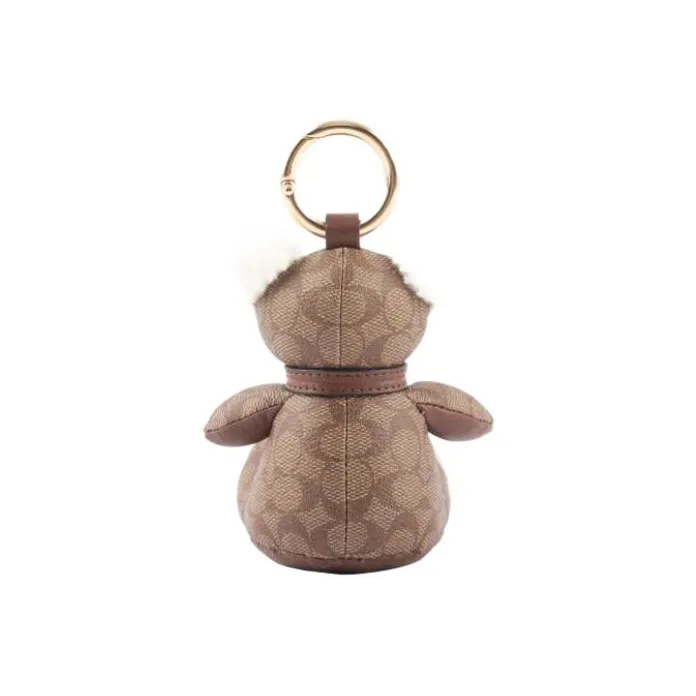 COACH Leather Plush Bear Charm Bag Merchandise Unisex Brown-3