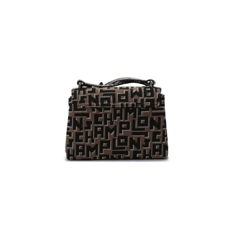 LONGCHAMP Cow Leather Shoulder Bag Crossbody Bag Women's Brown Gray & Black-3