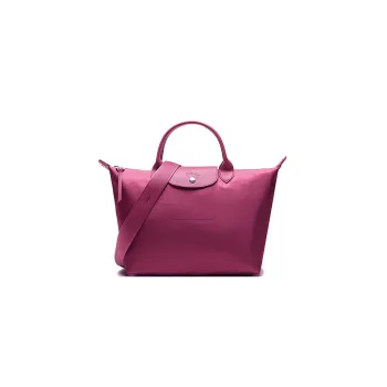 LONGCHAMP Le Pliage Néo Cow Leather Dumpling Bag Handbag Shoulder Bag Crossbody Bag Medium Size Women's Raspberry Red