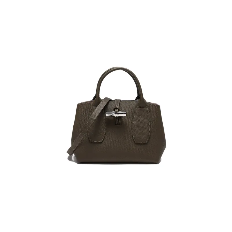 LONGCHAMP Roseau Cow Leather Shoulder Bag Crossbody Bag Handbag Small Size Women's Khaki-0