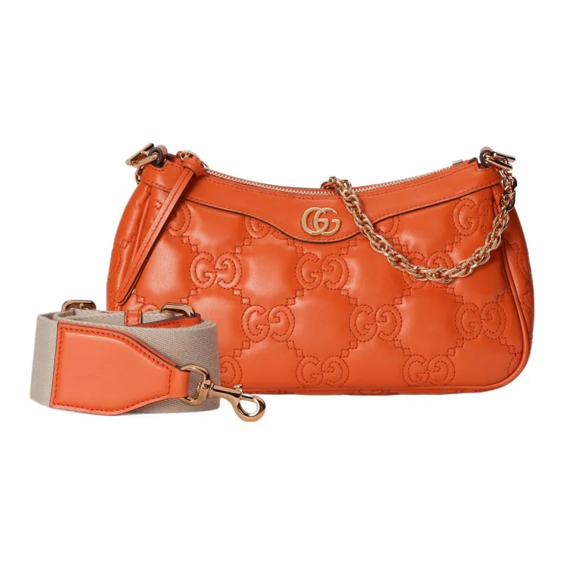 GUCCI GG Matelassé Leather Pochette, Shoulder Bag Shoulder Bag, Handbag Women's Orange-2