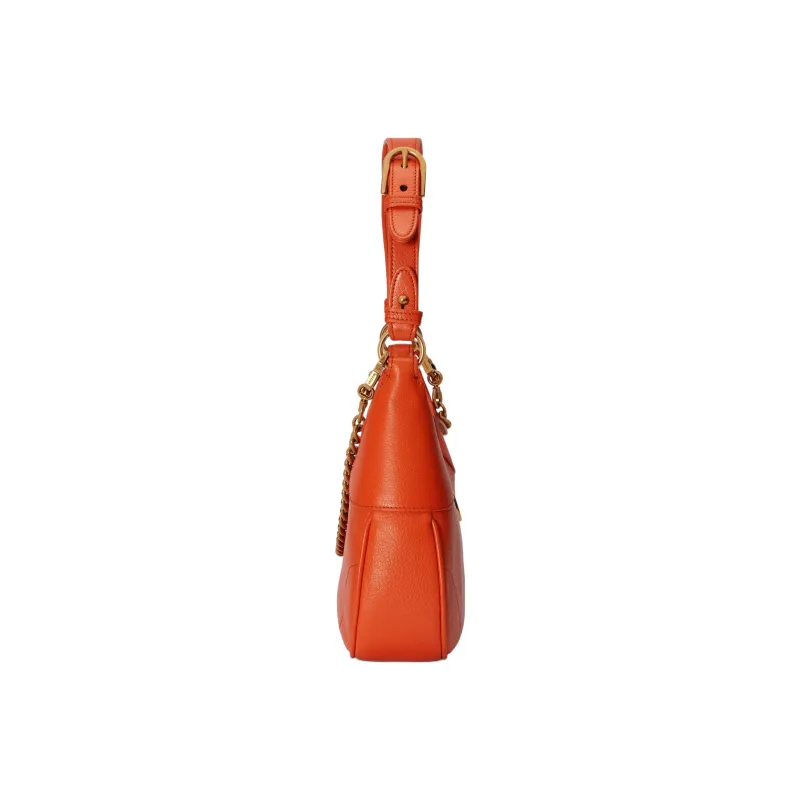 GUCCI Aphrodite Leather New Moon Shoulder Bag, Handbag, Shoulder Bag Small Size Women's Orange-3