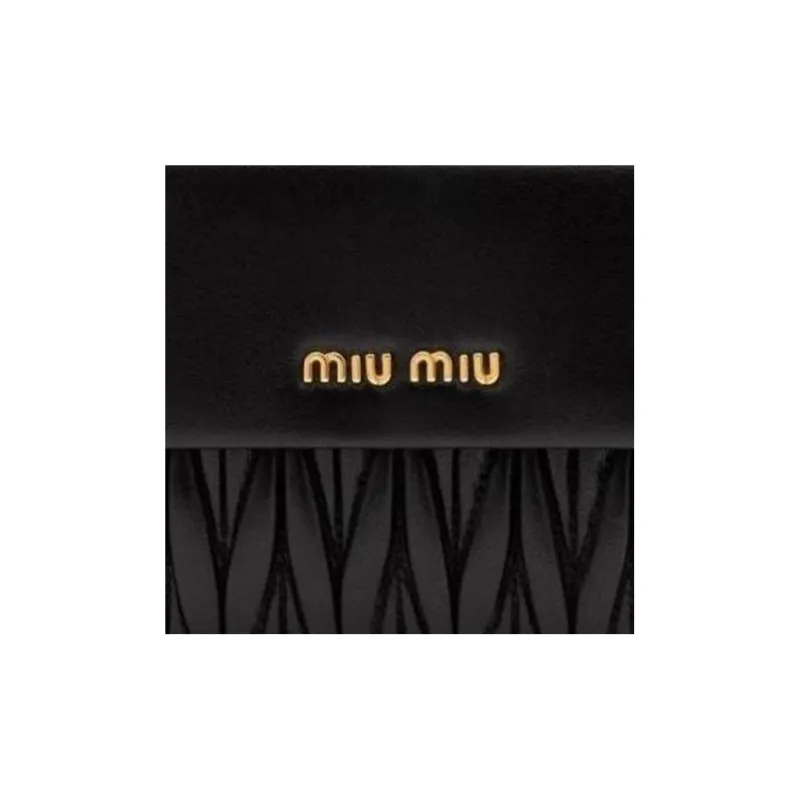 MIU MIU Matelassé Leather Wallet Small Size Women's Black-5