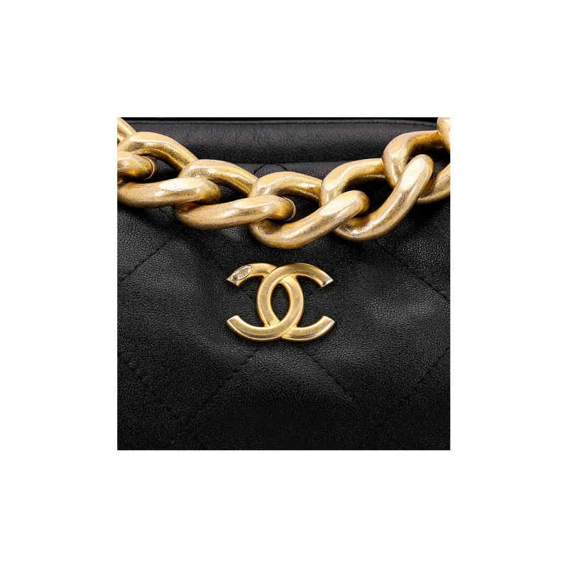 CHANEL 22c Early Spring Cow Leather Dumpling Bag, Handbag, Shoulder Bag, Crossbody Bag Medium Size Women's Black-3