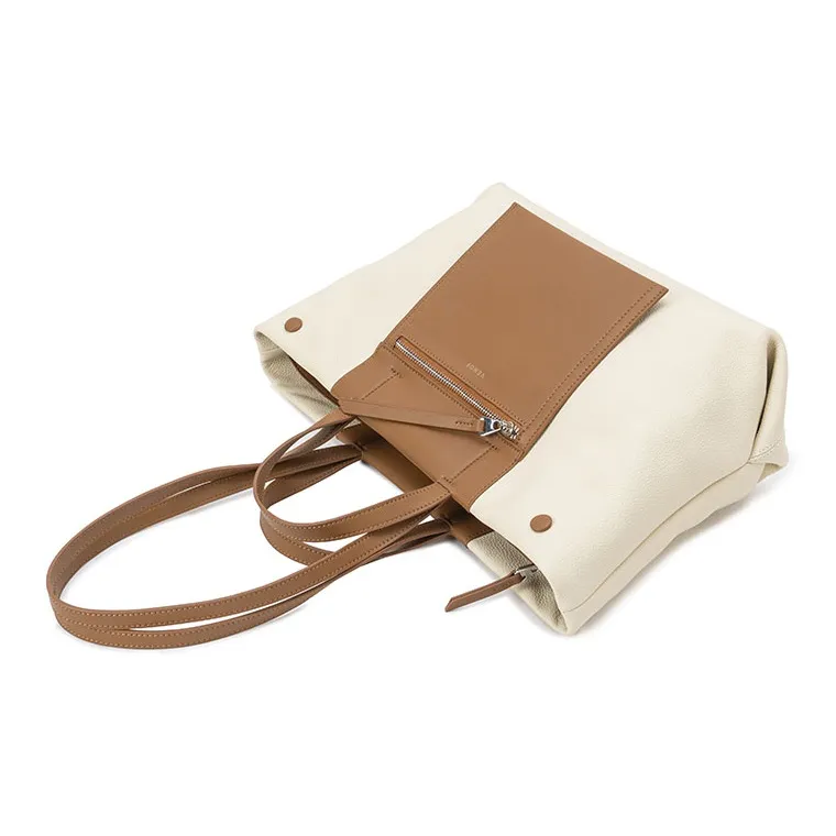 VENOF Cow Leather Tote Bag, Shopping Bag, Shoulder Bag, Handbag Tubas Women's New Album Green/Brown-32