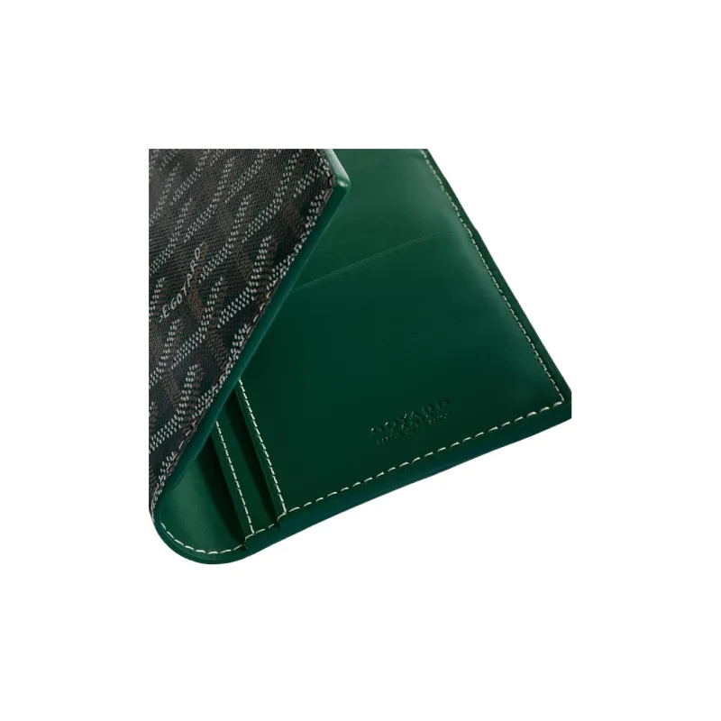 GOYARD SAINT ROCH Canvas With Leather Dog's Teeth Wallet Unisex Green-2
