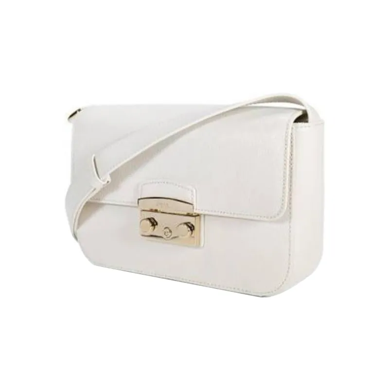 Furla Metropolis Collection Cow Leather Small Square Bag Pig Nose Shoulder Bag Crossbody Bag Regular Women's White-1