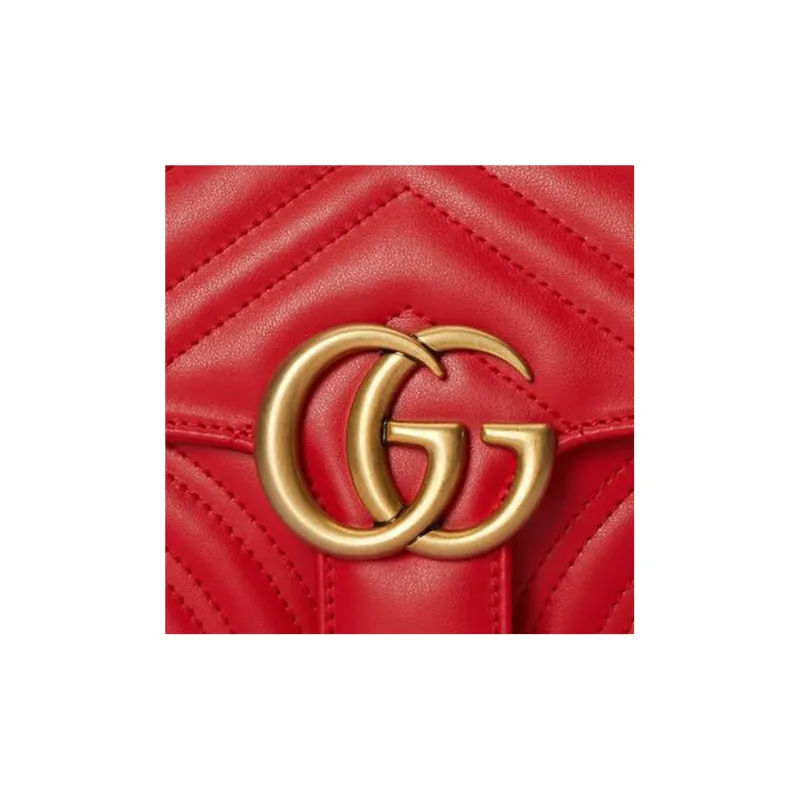GUCCI Marmont Leather Crossbody Bag Shoulder Bag Mini Women's Red-7