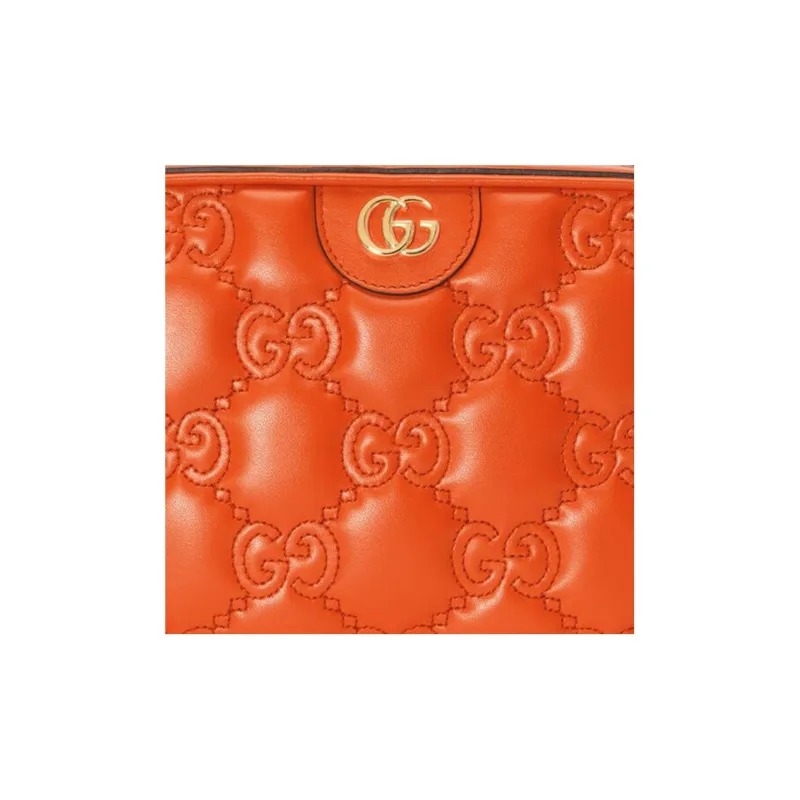 GUCCI GG Matelassé Leather Small Square Camera Bag Shoulder Bags Handbags Small Size Women's Orange-8
