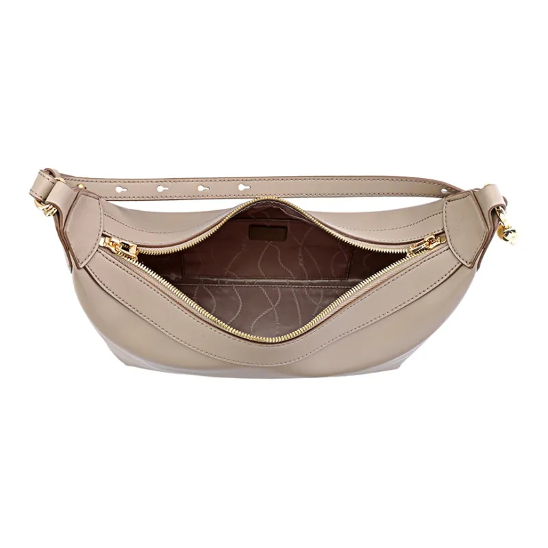 FION Genuine Leather Underarm Shoulder Bag, Crossbody Bag Women's Classic Black, Milk Tea Apricot, Coconut Brown-1