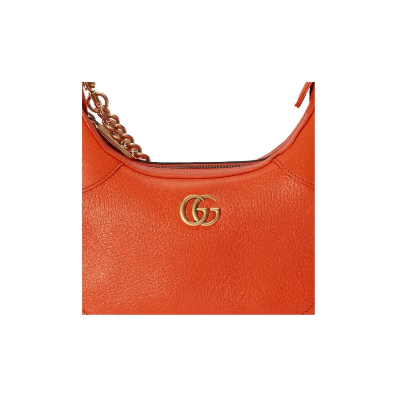 GUCCI Aphrodite Leather New Moon Shoulder Bag, Handbag, Shoulder Bag Small Size Women's Orange-8