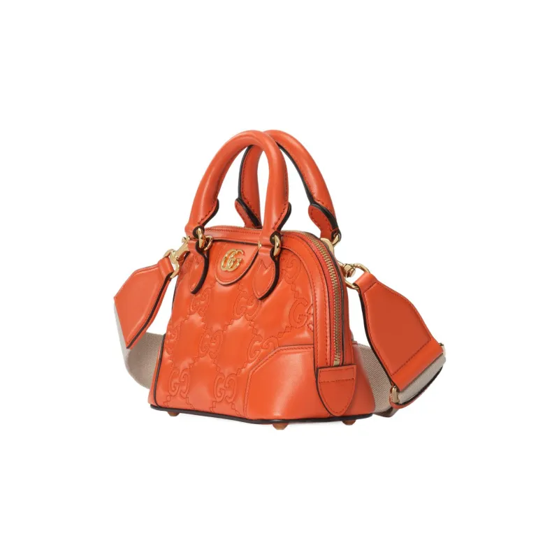 GUCCI GG Matelassé Leather Controller Boston Bag Shoulder Bags Handbags Small Size Women's Orange-3