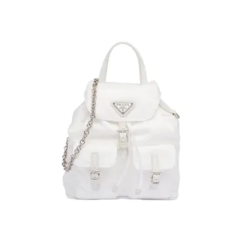 PRADA Nylon And Leather Controller Backpack Mini Women's White