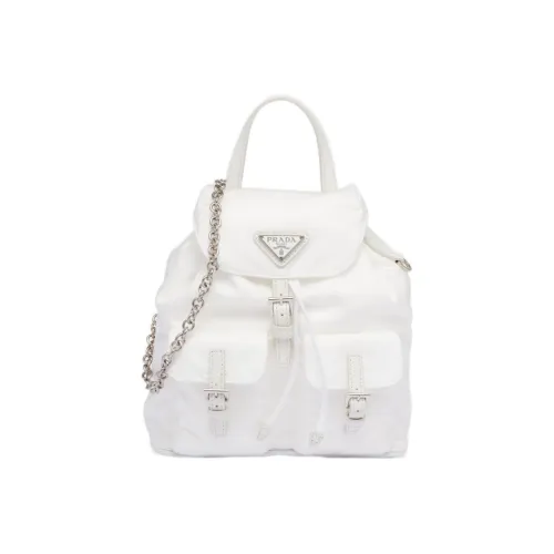 PRADA Nylon And Leather Controller Backpack Mini Women's White