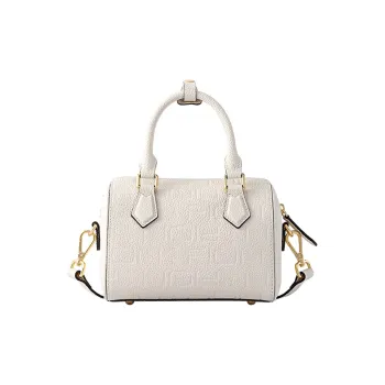 FION Cow Leather Boston Bag, One Shoulder Handbag Small Size Women's
