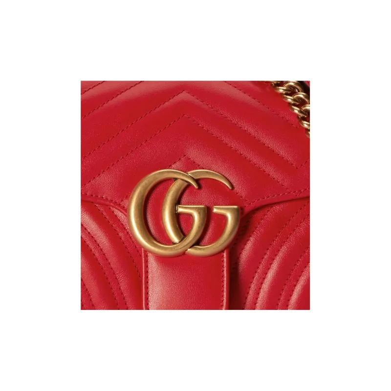 GUCCI GG Marmont Leather Crossbody Bag, Shoulder Bag Small Size Women's Red-8