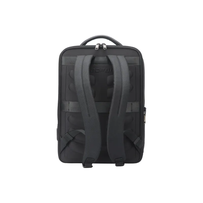 BOPAI Top Grain Cow Leather Backpack Medium Size Men's Black-3