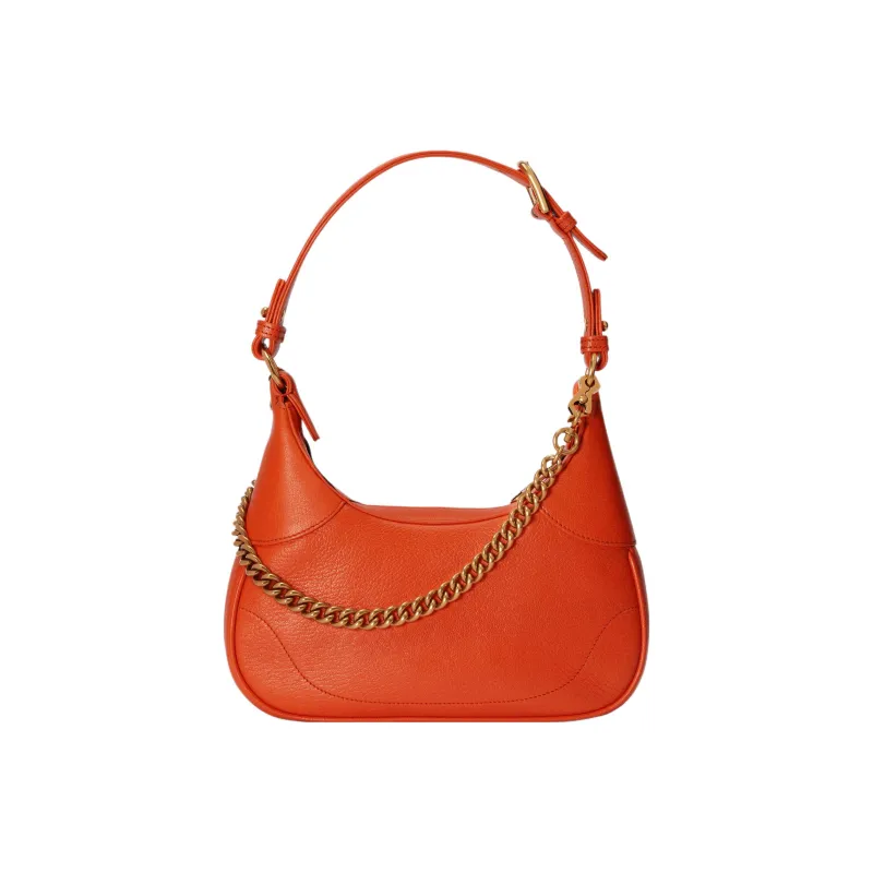 GUCCI Aphrodite Leather New Moon Shoulder Bag, Handbag, Shoulder Bag Small Size Women's Orange-4