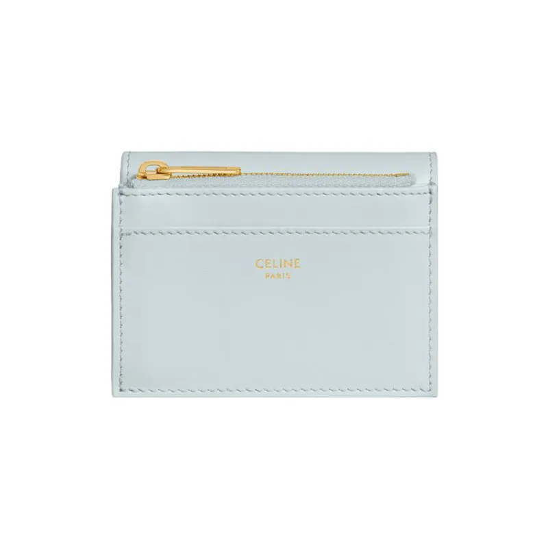 CELINE Triomphe Shiny Cow Leather Wallet Regular Women's Soft Blue-2