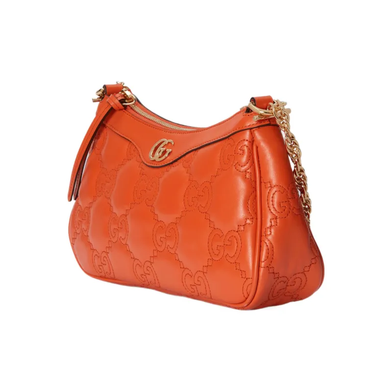 GUCCI GG Matelassé Leather Pochette, Shoulder Bag Shoulder Bag, Handbag Women's Orange-1
