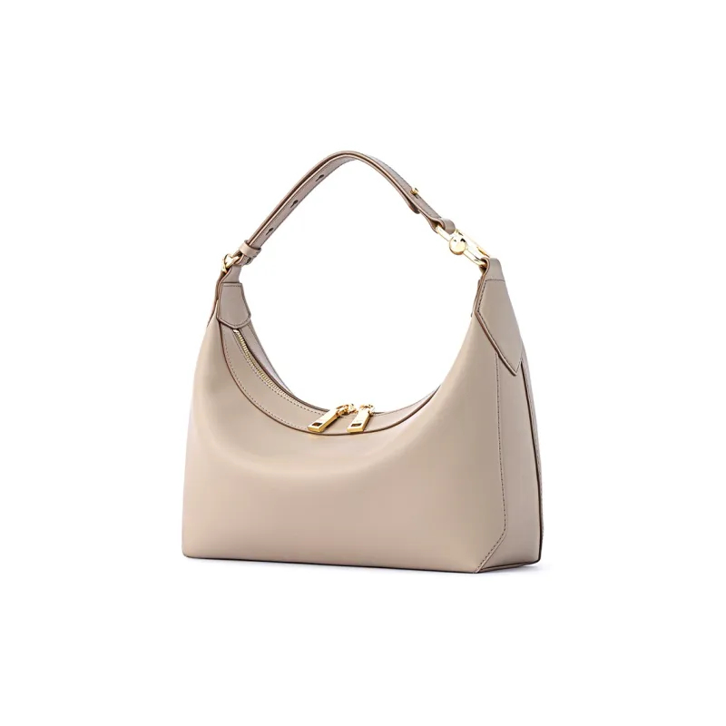 FION Genuine Leather Underarm Shoulder Bag, Crossbody Bag Women's Classic Black, Milk Tea Apricot, Coconut Brown-3