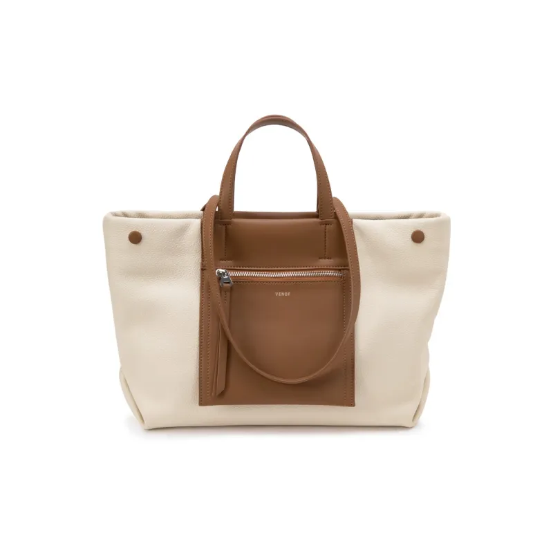 VENOF Cow Leather Tote Bag, Shopping Bag, Shoulder Bag, Handbag Tubas Women's New Album Green/Brown-29