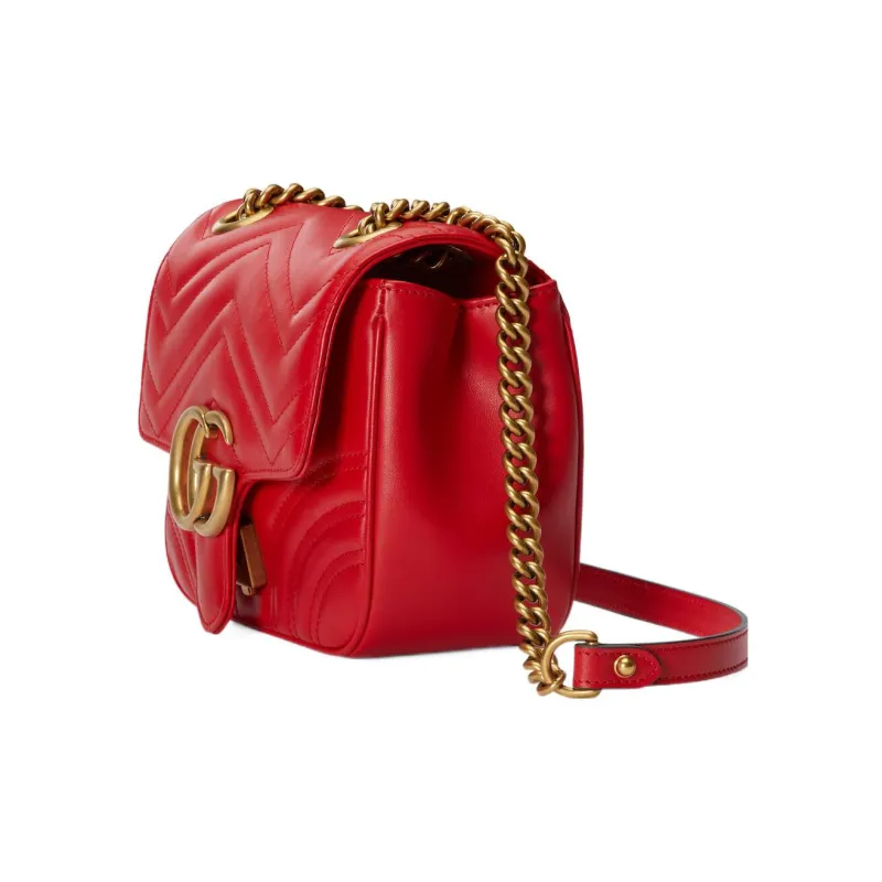 GUCCI Marmont Leather Crossbody Bag Shoulder Bag Mini Women's Red-1