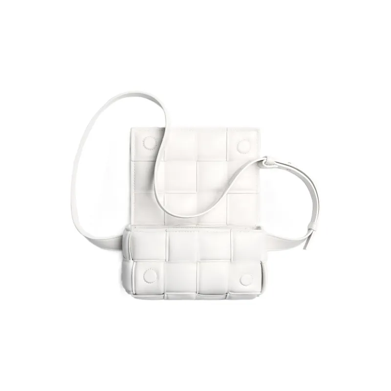 Bottega Veneta Padded Cassette Belt Bag Intreccio White-3