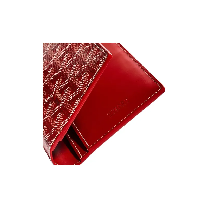 GOYARD SAINT ROCH Canvas With Leather Dog's Teeth Wallet Unisex Red-2